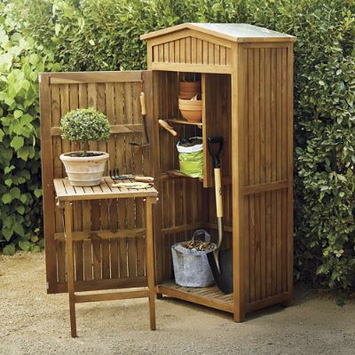 Frontgate Resort Teak and Stainless Corner Caddy Shelving Unit