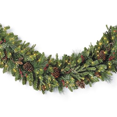 Frontgate Grandinroad Cordless Boxwood Christmas Door Hanging Wreath Prelit 28" 