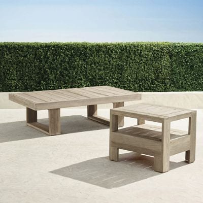 St. Kitts Tables in Weathered Teak with Geometric Design & Teak