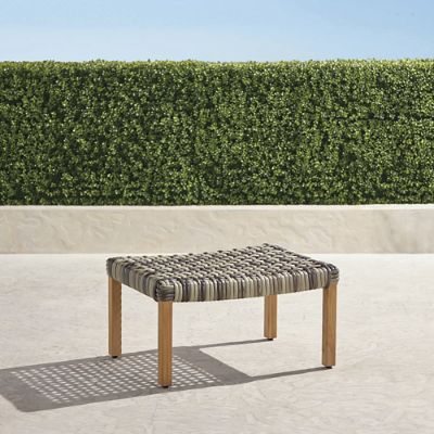 Isola Ottoman in Natural Teak & Driftwood Wicker with Handwoven