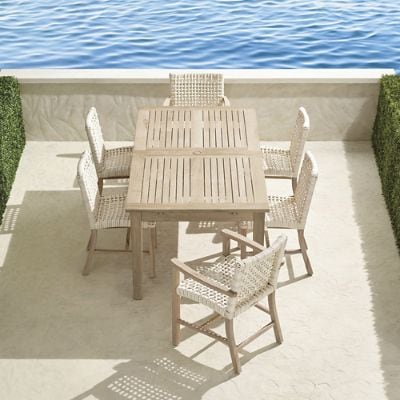 Isola 7-pc. Rectangular Dining Set in Weathered Teak & Washed