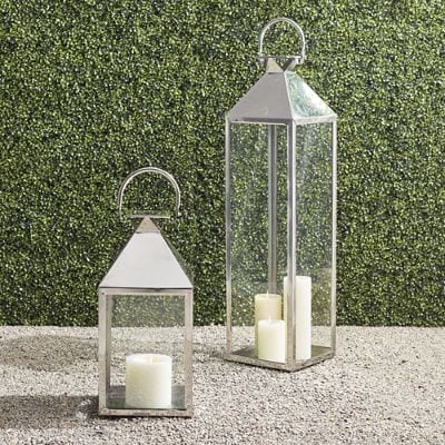 Quincy Lantern with Antiqued Gold Finish & Tempered Beveled Glass