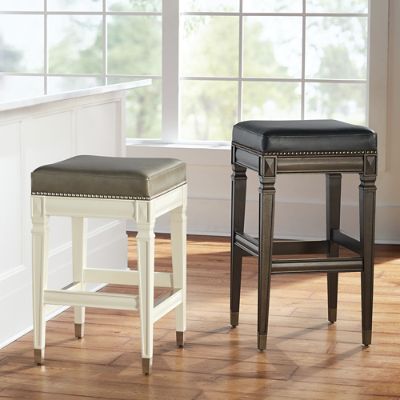 Wexford Square Backless Bar Counter, Backless Cream Counter Stools