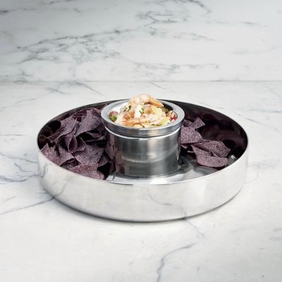 Super Chill Chip & Dip Server with Gel-Based Freezer Layer & Stainless Steel Design