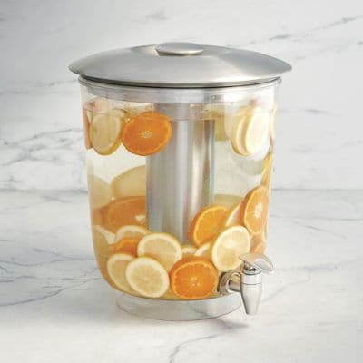 Optima Chill Cell Acrylic Beverage Dispenser with Stainless Steel Ice Chamber & BPA-free Spigot