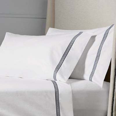 Frontgate Resort Ladder Stitch Sateen Pillowcases Set of Two with 600 Thread Count & OEKO-TEX Certified - Size King Mist Blue