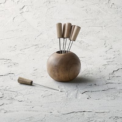 Charcuterie Picks Set of Six with Acacia Handles & Stainless Steel