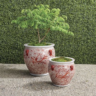 Coral Ming Handpainted Ceramic Planter | Frontgate