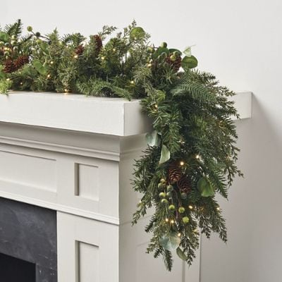 Majestic Holiday Garland with LED Lights & Timer for Indoor/Outdoor Use