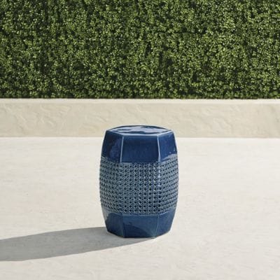 Hana Cane Accent Stools in Handpainted Ceramic with Versatile