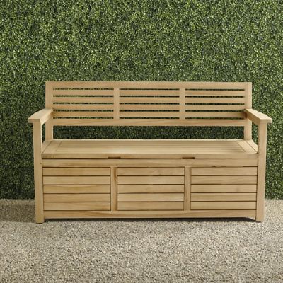 Teak Storage Backed Bench Frontgate