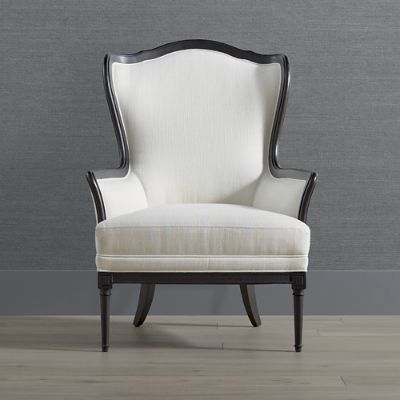 Wood trim wingback online chair