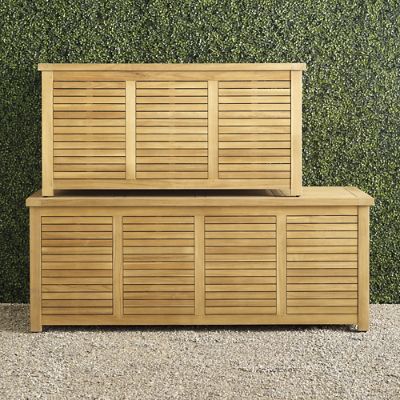 Teak Storage Chest with Air Circulation Mildew Resistance for Outdoor Essentials