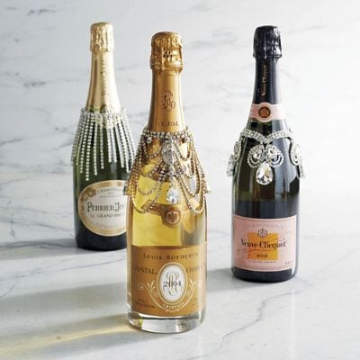 Wine Bottle Veil with Faceted Glass Crystals & Metal Accents for Elegance