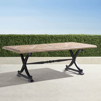 Carlisle Faux Wood Dining Table in Onyx Aluminum/Slate Aluminum