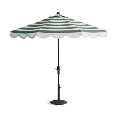frontgate screened patio umbrella 9-11ft Mosquito Screen Teak frame is aluminum with a faux Noella Cantilever Umbrella with Sunbrella