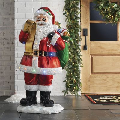 4 ft. LED & Fiber-Optic Nice List Santa with Timer & Yard Stakes