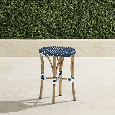 French Bistro Side Table with Weather-Resistant Wicker & Aluminum