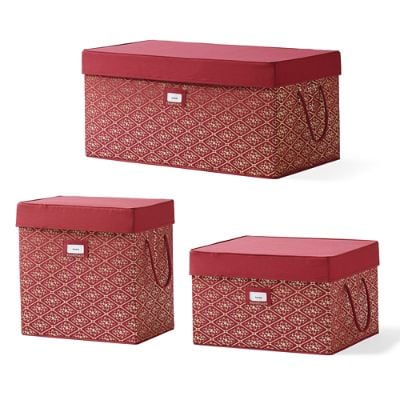 Ornament Storage Set with Deluxe Chests & Stackable Trays for Holiday Treasures