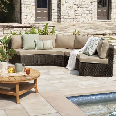 Pasadena II Modular Sofa Set in Bronze Wicker with Rust-Resistant