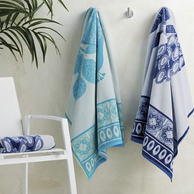 APHRODITEGANG 麻柄 BEACH TOWEL（ブラック） Palm Frond Beach Towel - Black/White | James Perse Los Angeles