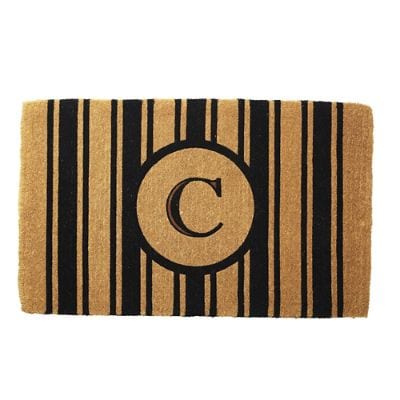 Margot Stripe Monogrammed Door Mat with Durable Coir & Colorfast Design