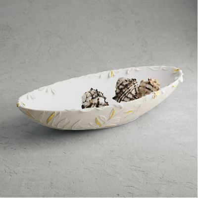 Liliana Oval Bowl with Handpainted Gold Accents & Felt Bottom