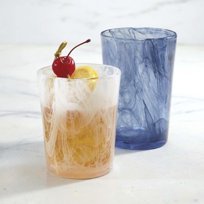 Swirl Iced Beverage Glass Set of Six with Unique Marbled Effect