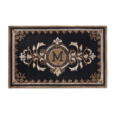 Huntington Monogrammed Door Mat & Hand-Hooked Durability for Outdoor Use