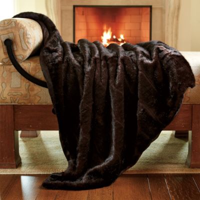 Frontgate luxe store faux fur throw NWT