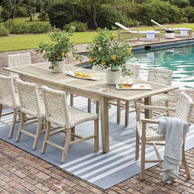 Weathered teak outdoor dining table sale