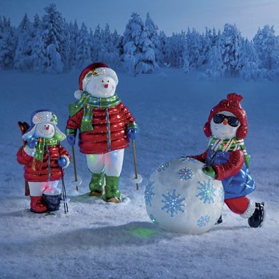 LED Fiber optic Snowmen | Frontgate