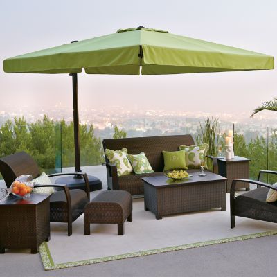 10' Cantilever Square Side Mount Umbrella & Base with 360  Tilt and Pivot  Function