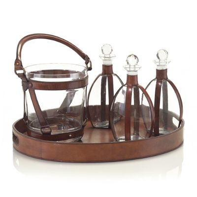 Leather Decanters & Ice Bucket Set Frontgate