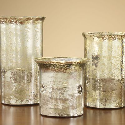 Mercury Glass Candle Holders, Set of Three Frontgate