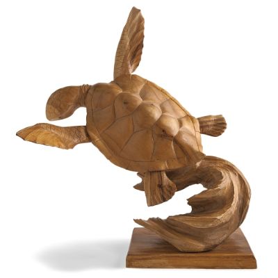 wooden sea turtle sculpture