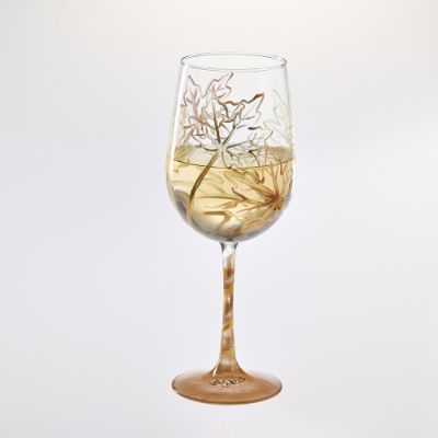 Gold Leaf Handpainted Wine Glass Frontgate