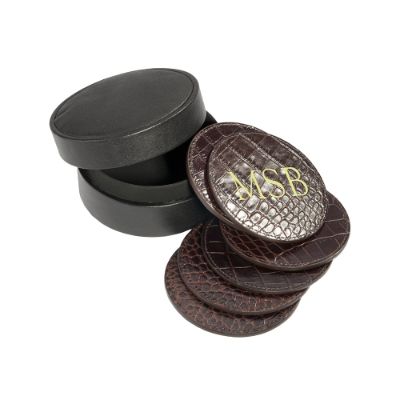 Set of Six Crocodile Embossed Leather Coasters Frontgate