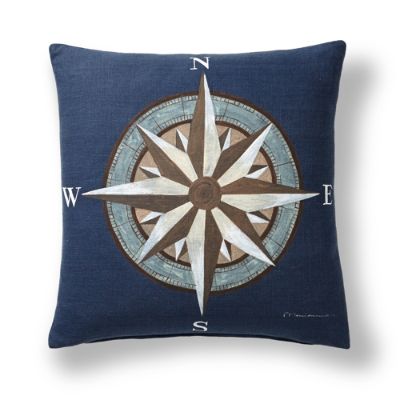 Montauk Hand-painted Compass Decorative Pillow | Frontgate