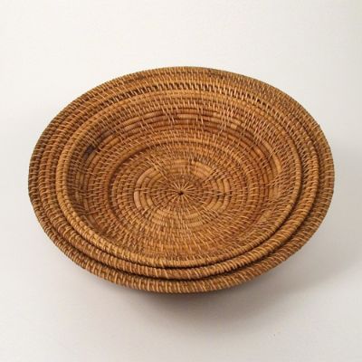 Round Rattan Baskets, Set of Three Frontgate