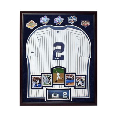 Derek Jeter Autographed and Framed White Pinstriped Jersey