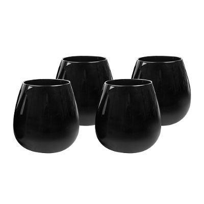 Midnight Black Stemless Wine Glasses, Set of Four Frontgate