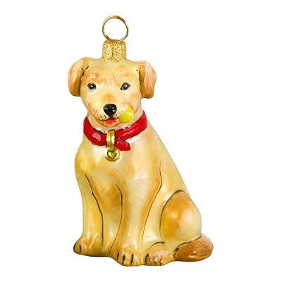 Yellow Lab with Tennis Ball Ornament | Frontgate