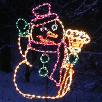 Lighted Outdoor Snowman with Broom | Frontgate
