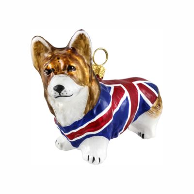 Diva Dog Corgi in Union Jack Coat Ornament | Frontgate