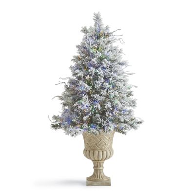 Flocked Norway Spruce Artificial Christmas Trees with Meteor Lights ...