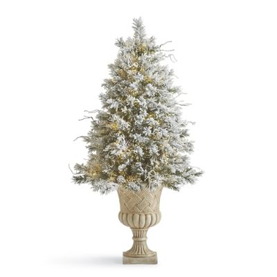 Flocked Norway 5' Spruce Tree in Urn Frontgate