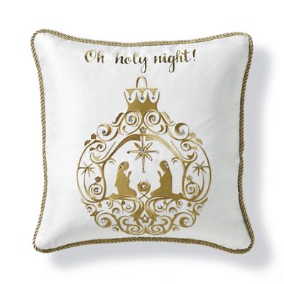 Oh Holy Night Accent Pillow in White