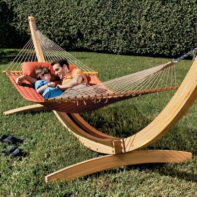 Hammock with outlet stand clearance