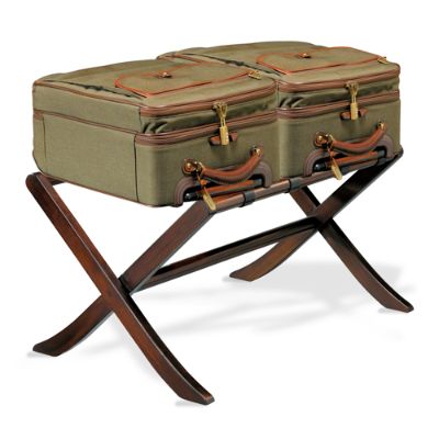 Large Mahogany and Leather Luggage Rack Frontgate